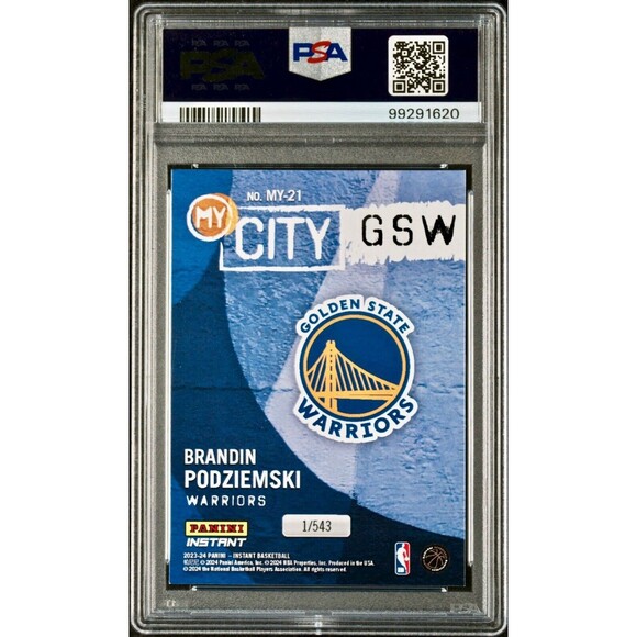 Brandin Podziemski 2023 Panini MyCity Rookie NBA #MY-21 Card PSA 9 Mint - Picture 2 of 2